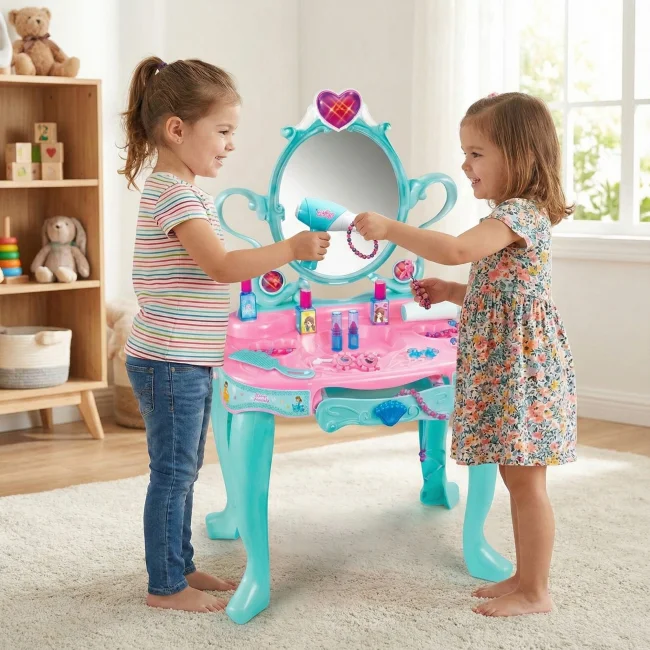 Toaletka dla dziewczynki z LED, suszarką, biżuterią i dźwiękami - Mała Księżniczka